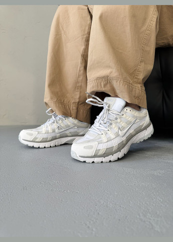 Кроссовки женские и мужские Nike P-6000 White Grey | Найк Р-6000 белые No Brand белые демисезоны (340402017)