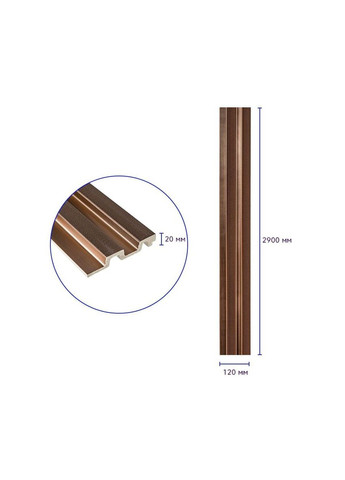 Рельс декоративный PS 2900х120х20мм Под коричневую кожу с бронзой SW-00002147- Sticker Wall (353968005)