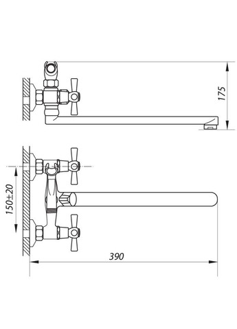 Смеситель для ванны DMT-B 722 с полнооборотной кран-буксой ZX2962 Zerix (362493329)
