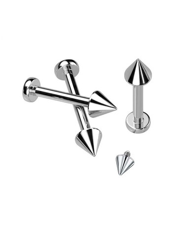 Серьга лабрет из титана для пирсинга губ, хряща уха T23L02-16063 с шипом (штанга: 6 мм; шип: 3мм) Spikes (333698080)