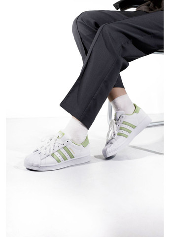 КРОСІВКИ ЖІНОЧІ ADIDAS SUPERSTAR WHITE / GREEN АДІДАС СУПЕРСТАР No Brand сірі демісезони (369387532)