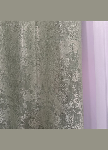 Жакардові штори з мармуровим візерунком 2шт 1.5×2.7 м, тасьма 6 см, середнє затемнення, салатового кольору. No Brand (331619160)