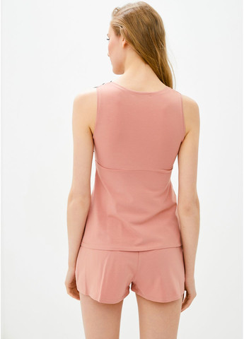 Рожева всесезон жіноча піжама з шортами, пудрового кольору з контрастним мереживом. майка + шорти ORA