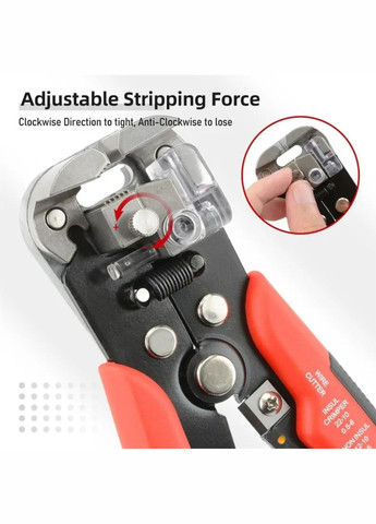 Инструмент для зачистки проводов и обжима кабеля 0,2-6 мм MT-103B Красный No Brand (302242481)