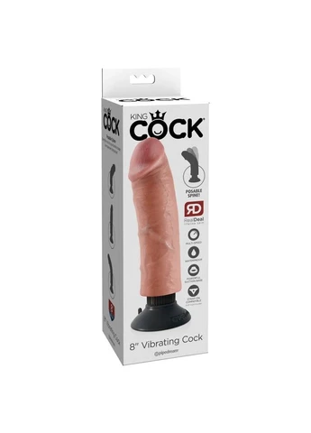 Вибратор большой реалистичный на присоске бежевого цвета King Cock Pipedream (399929715)