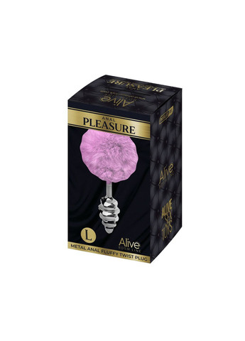 Металева анальна пробка Кролячий хвостик Fluffly Twist Plug L Purple Alive (297572802)