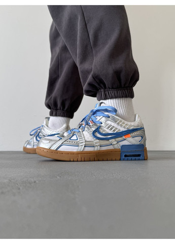 Серые демисезонные кроссовки мужские nike off-white x rubber dunk grey / blue найк офф вайт No Brand