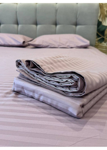 Комплект постельного белья двуспальный No Brand сірий страйп (370864754)