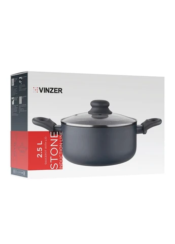 Кастрюля с антипригарным покрытием и крышкой Stone 2.5 л, 20 см (50445) Vinzer (334006582)