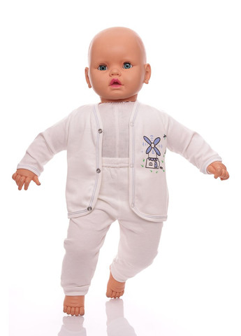 Блакитний демісезонний костюм з довгим рукавом для хлопчика інтерлок з млином блакитний 62 см (33003) BABYKROHA