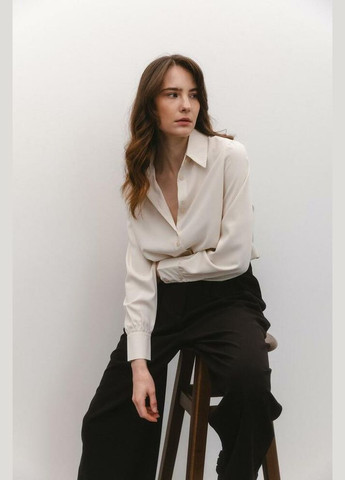 Белая блуза женская на пуговицы шампань mkaz6403-1 Modna KAZKA