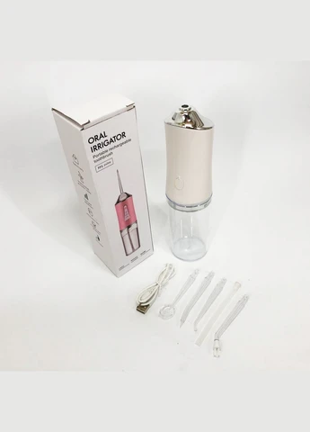 Іригатор для чищення зубів та порожнини рота Oral Irrigator з акумулятором та змінними насадками. Колір: білий No Brand (381219512)