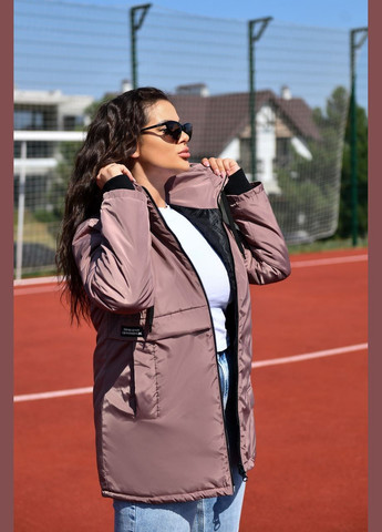 Бежева жіноча демісезонна куртка з плащової тканини колір мокко р.56/58 384264 New Trend
