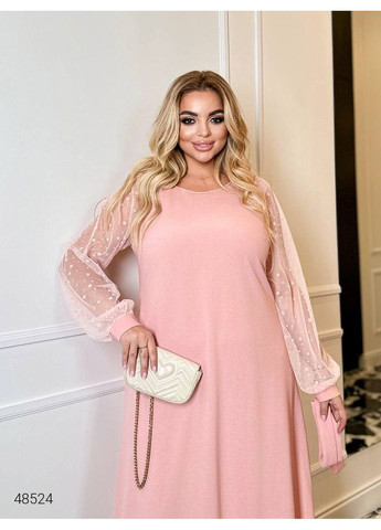 Рожева вечірня сукня вечірня з акцентними рукавами Byron однотонна