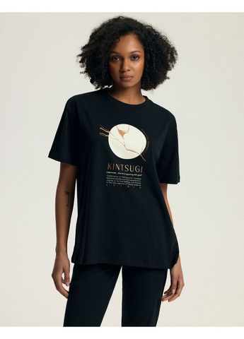 Чорна всесезон жіноча піжама футболка + капрі Henderson