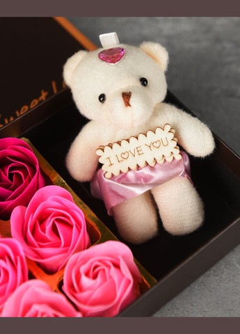 Подарочный набор с розами из мыла Розы из мыла 12 шт с плюшевым медведем LELUNO (323483831)