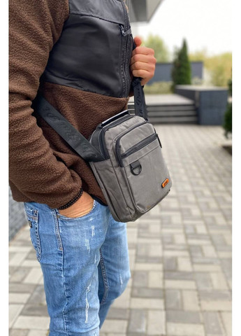 Чоловіча сумка через плече барсетка месенджер сірий колір JP (362558981)