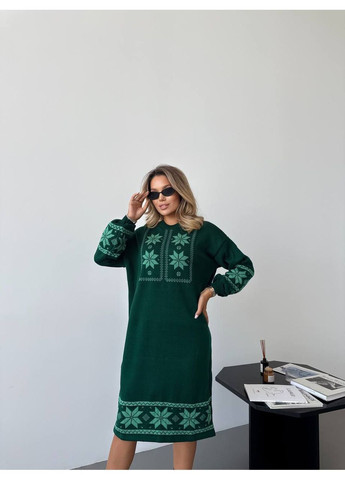 Смарагдова повсякденний сукня в'язана тепла  LeVi