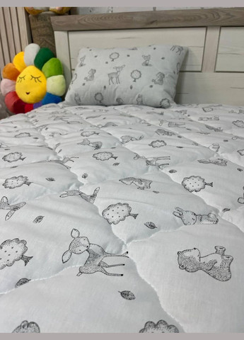 Ковдра для ліжечка 105х140 із подушкою 40х60 Сірий (П4К-am-kid-nabir-001-23) No Brand (323160790)