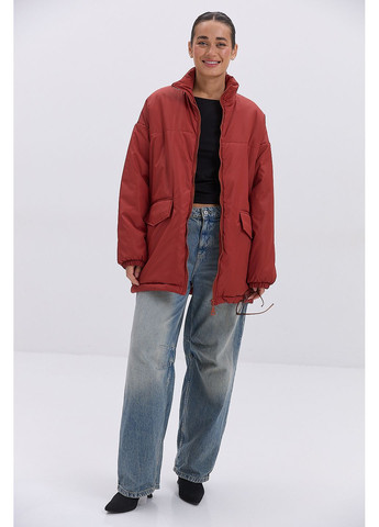 Темно-красная женская демисезонная куртка oversize из плащевки темно-красная Arjen