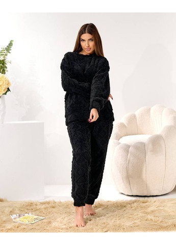 Чорна зимня жіночий махровий костюм Fashion