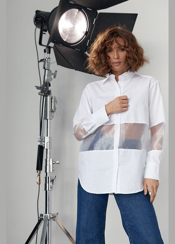 Подовжена жіноча сорочка з прозорими вставками 23282 Lurex (280910282)