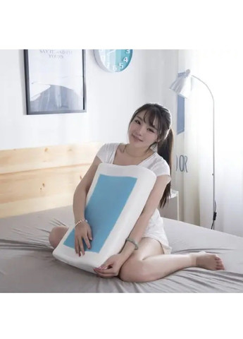 Ортопедична профільована подушка під шию з піною пам'яті чохлом та охолоджувальним гелем 54х34х10 см (479234-Prob) Unbranded (316427041)