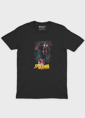 Чорна демісезонна футболка для хлопчика з принтом супергероя - людина-павук (ts001-1-bl-006-014-053-b) Modno