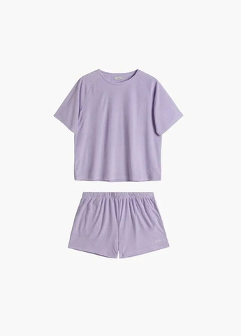 Сиреневая всесезон женская махровая пижама футболка + шорты Atlantic