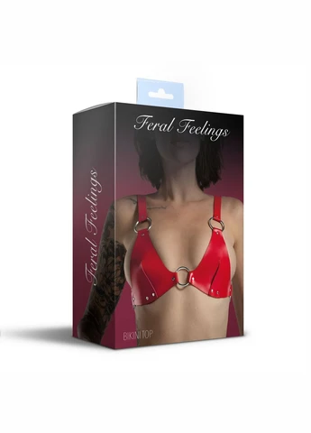Ліф з натуральної шкіри - Bikini Top Red Feral Feelings (358890761)