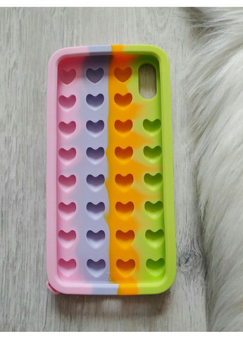 Чохол Pop it для X антистрес Попіт силіконовий з серцями райдужний No Brand (360896754)