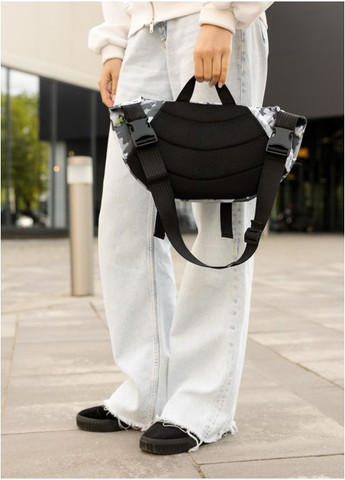 Велика тканинна жіноча поясна сумка бананка Сіра з принтом (1113038721) Sambag (360965688)