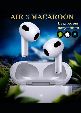 Бездротові навушники macaroon air 3 сенсорні блютуз у дизайні AirPods 3 вкладиші, гарнітура tws білий No Brand (339092313)
