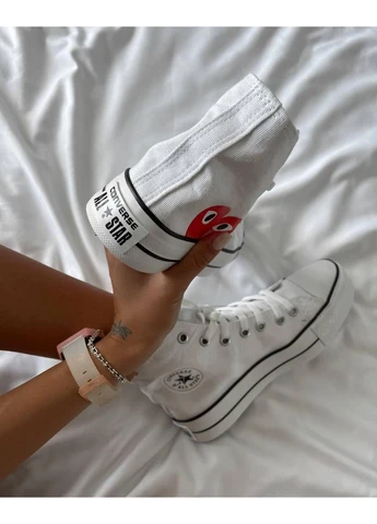 Белые демисезонные кеды мужские converse comme des garçons play white конверс белые No Brand