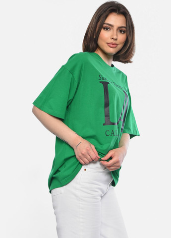 Зелена літня футболка жіноча напівбатальна зеленого кольору Let's Shop
