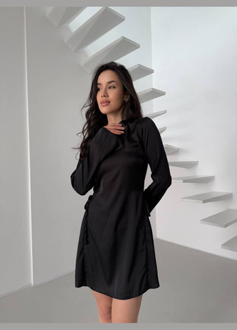 Чорна святковий, вечірня жіноча шовкова сукня No Brand однотонна