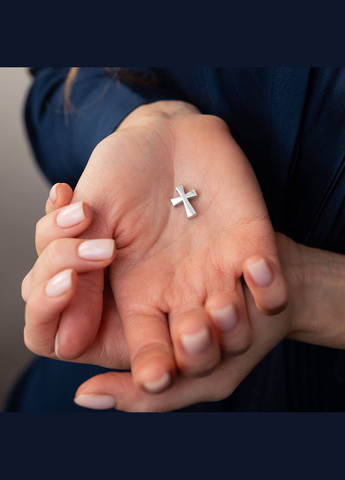 Крестик Минимал в белом золоте (открывается) п03088 Oniks (264022540)