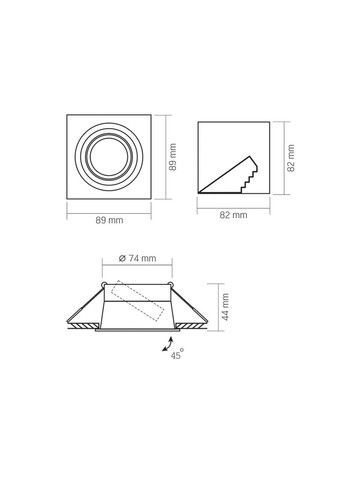 Светильник под лампу GU10 врезной Квадрат VL-SPF09S-W 27146 Videx (349443798)