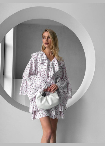 Білий шикарна повітряна сукня у стилі бохо в універсальному розмірі No Brand з квітковим принтом