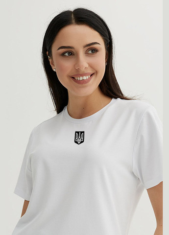 Белая летняя женская футболка герб с коротким рукавом Garne
