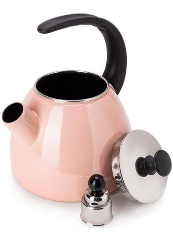 Чайник емальований 2,5л рожевий зі свистком для кухні індукційний чайник для води Kamille (368987652)