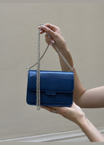 Женская синяя классическая сумка 6004 кросс-боди через плечо на тонком ремешке No Brand (299279281)