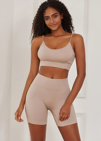 Кофейный топ женский спортивный бюстгальтер в рубчик sport comfort a002 (1944-40-01) Finetoo без косточек