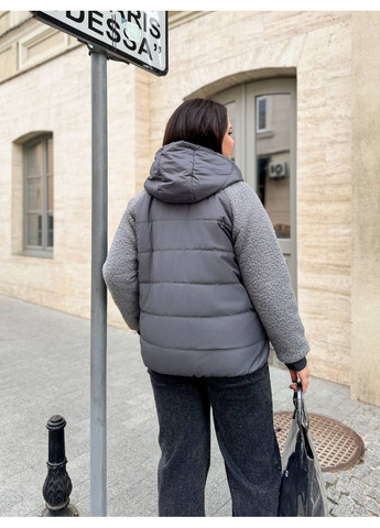 Графітова демісезонна 💥 куртка з плащівки канада з рукавом-баранчиком — заміри в описі ❄️ куртка-пальто GD/GL Модний простір