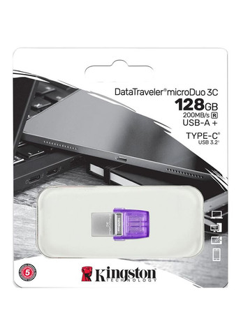 Флешдрайв DT Duo 3C 128GB 200MB/s dual USB-A + USB-C Kingston (315373144)