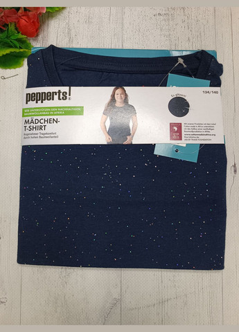 Синяя летняя футболка для девочки Pepperts