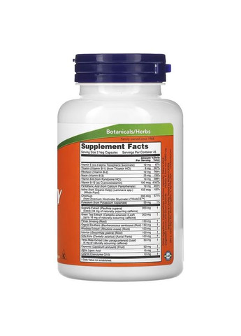 Комплекс для поддержки надпочечников и энергии, Energy,, 90 вегетарианских капсул Now Foods (347338291)