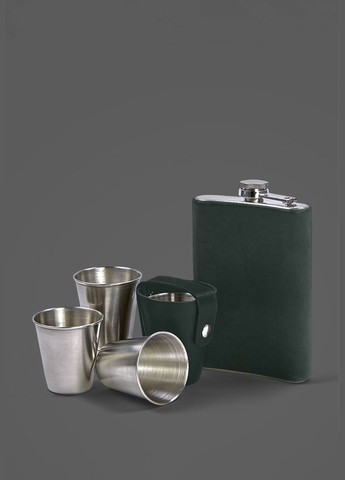 Набор с флягой и рюмками в кожаном чехле зеленый Crazy Horse (A-028021) BlankNote (328961629)