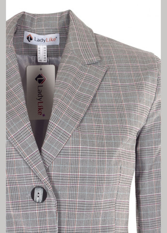 Серый женский короткий жакет в мелкую клеточку (ll16723394) LadyLike - всесезон