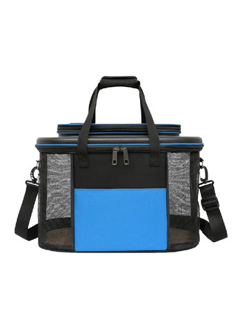 Сумка переноска для тварин котів собак з килимком кишенями ременем для перенесення 28х45х28 см (477709-Prob) Чорна з синім Unbranded (299101489)